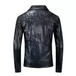 veste en cuir philipp plein easy day mastermind world skull